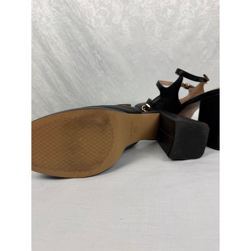 Cellenz Black Mary Jane Platform Pumps Chunky Heel Size 11 - Picture 9 of 9